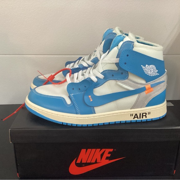 Nike Air Jordan 1 X OFF-WHITE NRG High Top Sneakers - Blue and White
